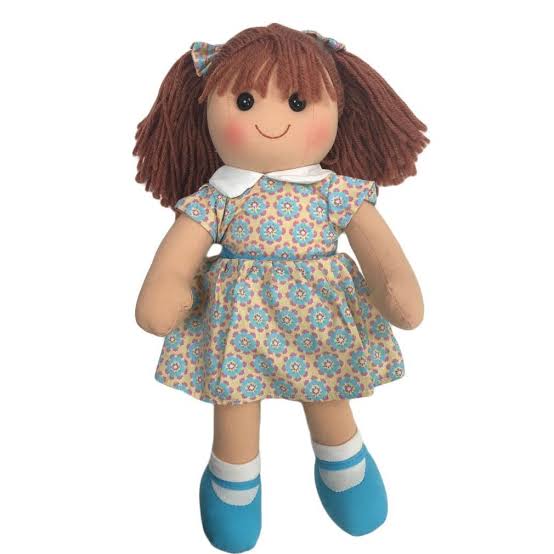 RAG DOLL YD1027 EVIE YELLOW/AQUA DRESS