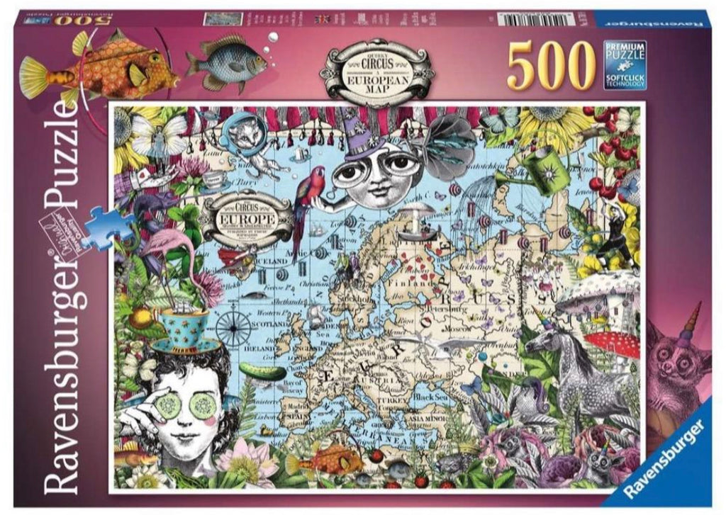 PUZZLE 500PC EUROPEAN MAP QUIRKY CIRCUS