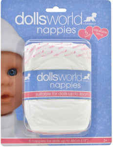 DW DOLL NAPPIES 5 PK