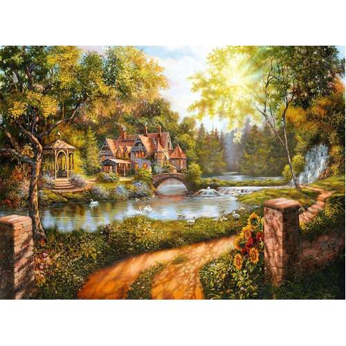 PUZZLE 500PC COTTAGE BY THE RIVER