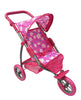 DOLL STROLLER 3 WHEEL PINK W FLOWERS