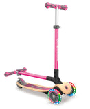 GLOBBER SCOOTER PRIMO WOOD W/LIGHTS PINK