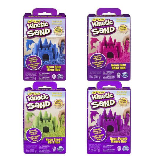 KINETIC SAND 8OZ NEON SAND BOX AST