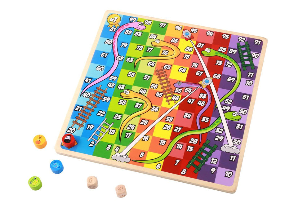 Wooden 2 In 1 Board Game Snakes/Ludo