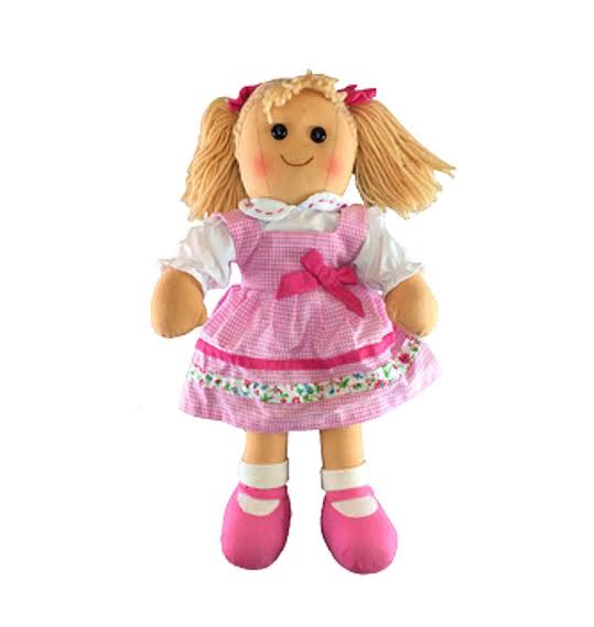 RAG DOLL YD952 LULU DOLL W PINK BOW 35CM