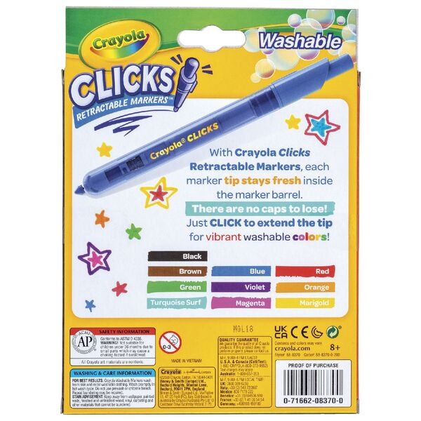 CRAYOLA MARKER RETRACTABLE CLICK 10PK