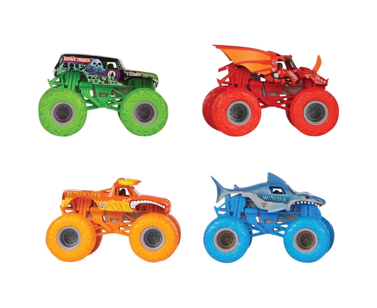 MONSTER JAM 1:64 4PK TOUGH TREADS