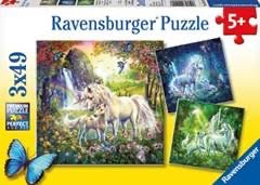 PUZZLE 3X49PC BEAUTIFUL UNICORNS