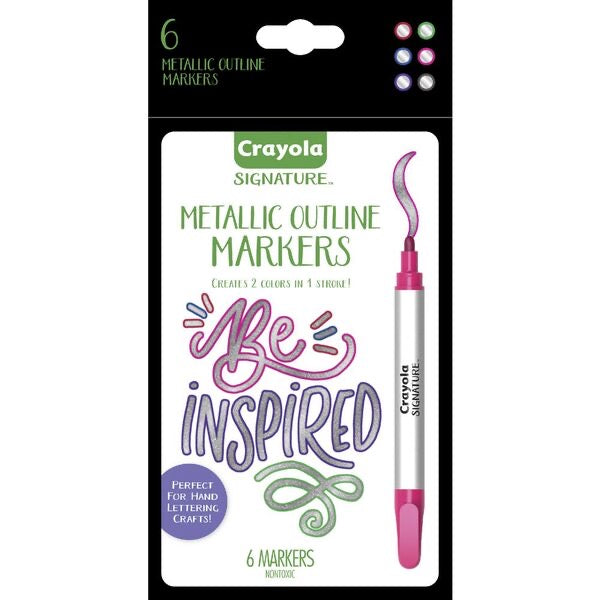 CRAYOLA MARKER SIG METALLIC OUTLINE 6CT