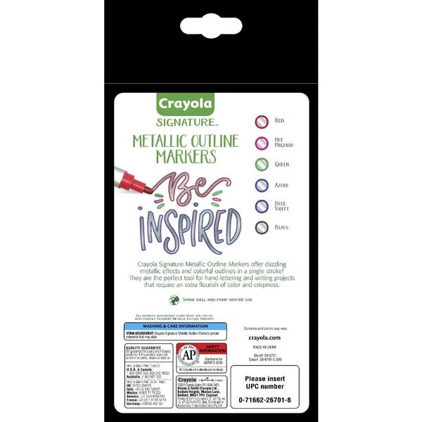 CRAYOLA MARKER SIG METALLIC OUTLINE 6CT